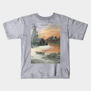 Log Cabin and Canoe Kids T-Shirt